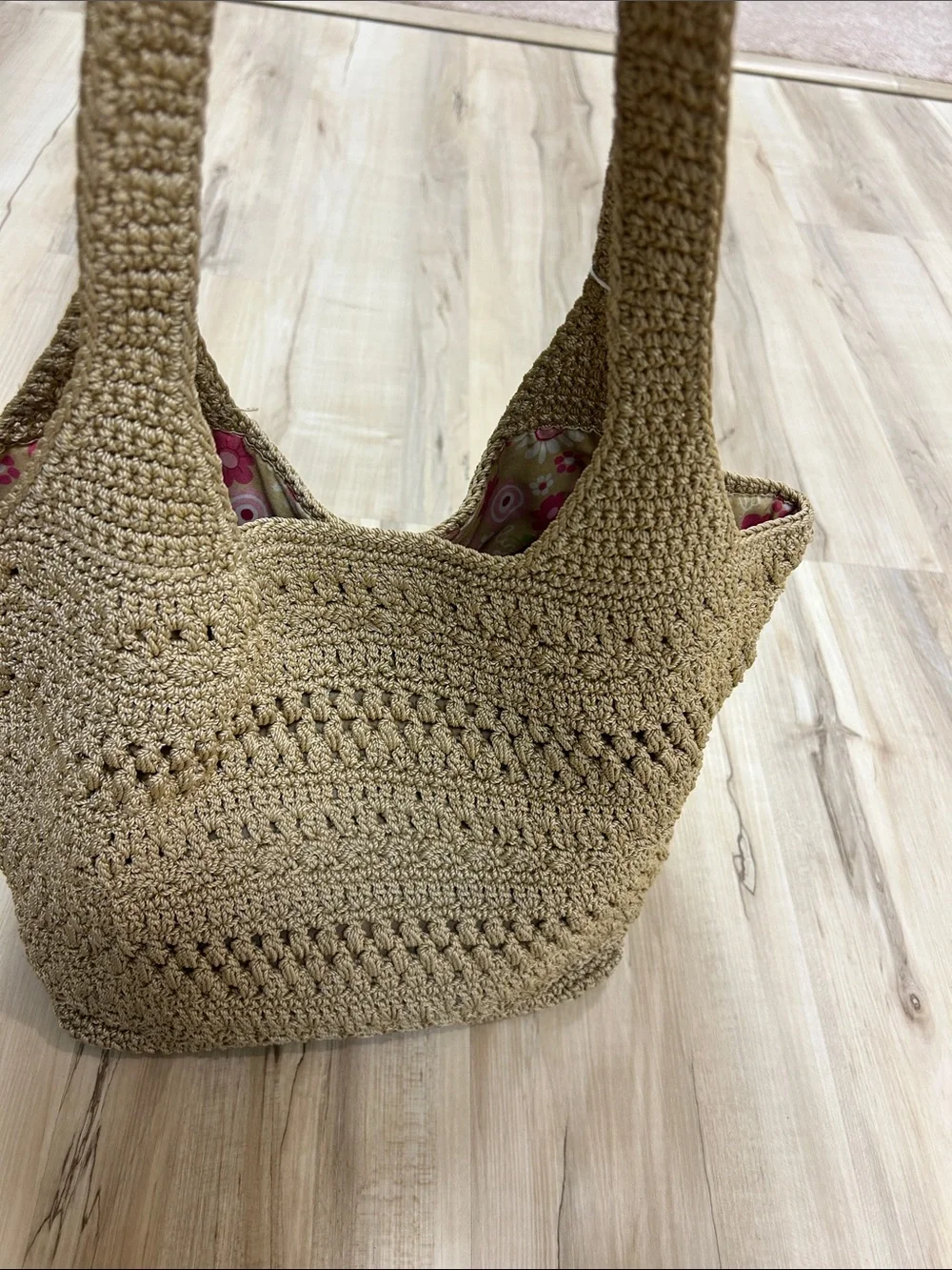 Lina Handwoven Crochet Tote in Tan